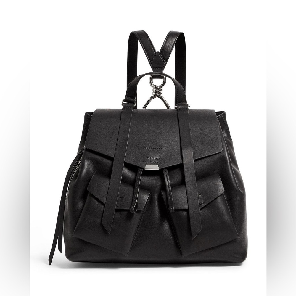AllSaints Darcy Black Leather Backpack - Picture 5 of 6